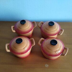 Hearth Vintage Orange Mini Dutch Oven Ceramic Casserole Dish with Lid